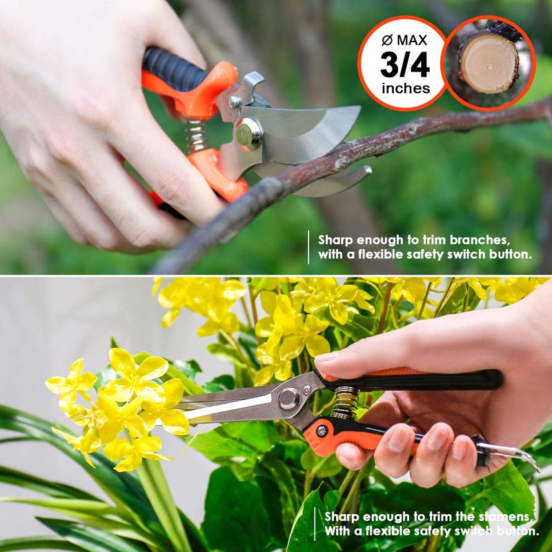 LANNIU Garden Tool Set, 9 Piece Stainless Steel Heavy Duty Gardening Tool Set, with Non-Slip Rubber Grip, Storage Pocket, Ideal Gardening Gifts for Men - Image 5